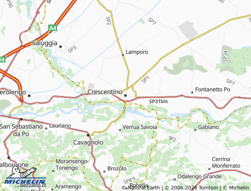 Mapa MICHELIN Crescentino - ViaMichelin