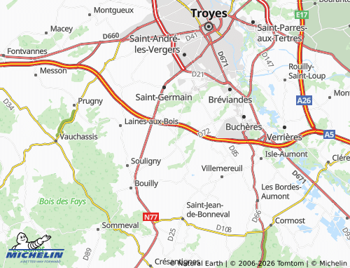 MICHELIN Saint-Pouange map - ViaMichelin