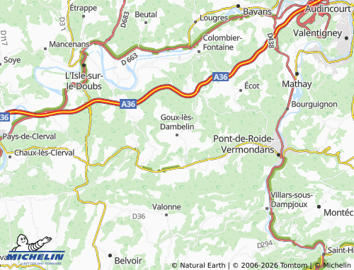 Carte MICHELIN Goux-lès-Dambelin - ViaMichelin