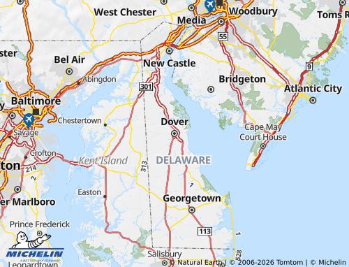 Carte MICHELIN Delaware - ViaMichelin