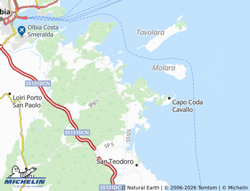 Mapa MICHELIN Monte Petrosu - ViaMichelin