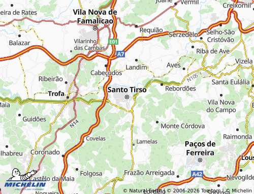 Carte MICHELIN Santo Tirso - ViaMichelin