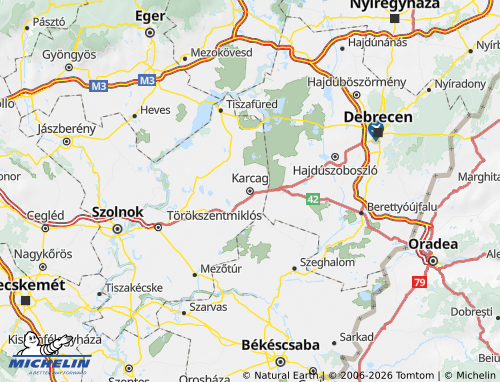 MICHELIN Karcagi járás map - ViaMichelin