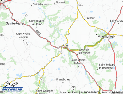 Mapa MICHELIN Ahun - ViaMichelin