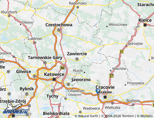 MICHELIN Zawierciański map - ViaMichelin