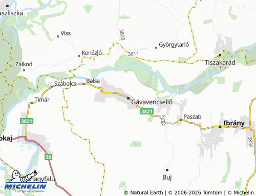 MICHELIN Gávavencsellő map - ViaMichelin