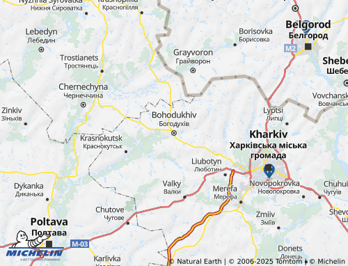 MICHELIN Bohodukhivskyi raion map - ViaMichelin
