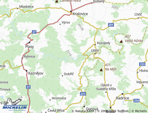Mapa MICHELIN Dolní Hradiště - ViaMichelin