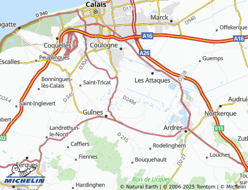 Carte MICHELIN Le Marais de Guînes - ViaMichelin