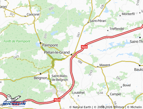 MICHELIN Plélan-le-Grand map - ViaMichelin