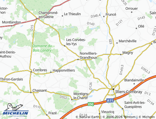 MICHELIN Nonvilliers-Grandhoux map - ViaMichelin