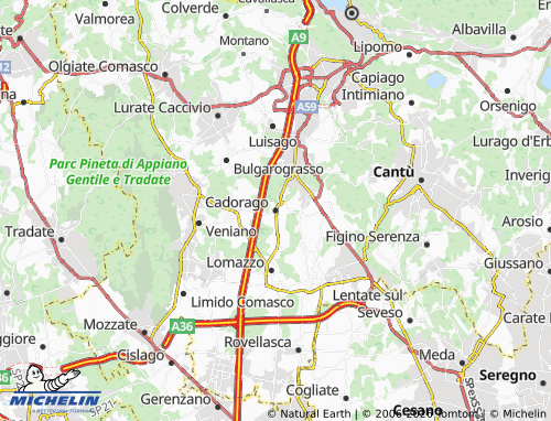 MICHELIN Cadorago map - ViaMichelin