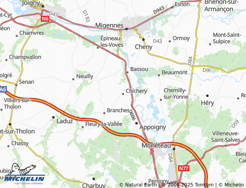 MICHELIN Chichery map - ViaMichelin