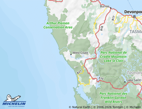 MICHELIN West Coast map - ViaMichelin