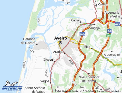 MICHELIN União das Freguesias de Glória e Vera Cruz map - ViaMichelin