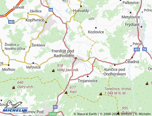 MICHELIN Frenštát pod Radhoštěm map - ViaMichelin