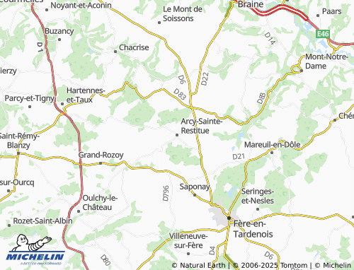 MICHELIN Arcy-Sainte-Restitue map - ViaMichelin