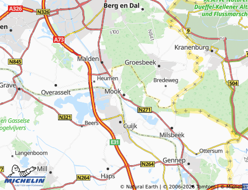 Carte MICHELIN Mook en Middelaar - ViaMichelin