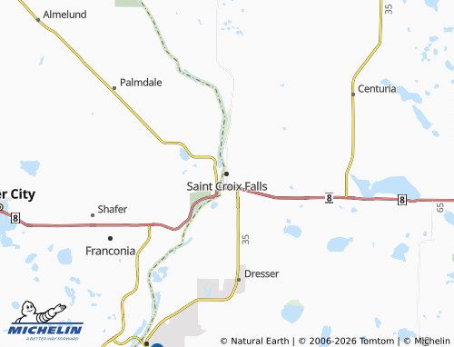 Kaart MICHELIN Saint Croix Falls - ViaMichelin