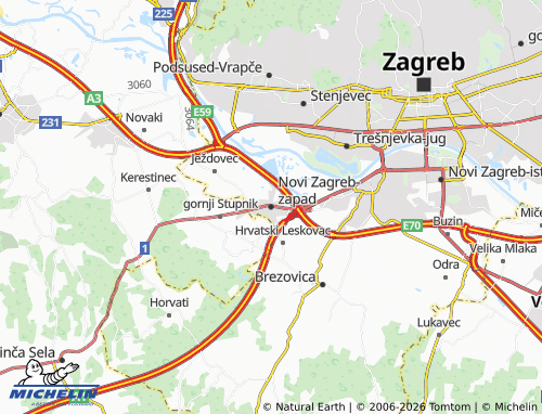 MICHELIN Novi Zagreb-zapad map - ViaMichelin
