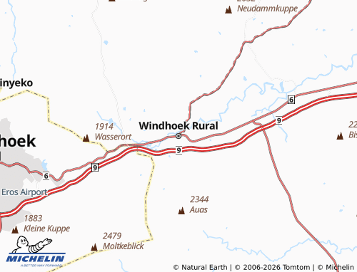 Mapa MICHELIN Windhoek Rural - ViaMichelin