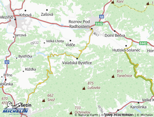 Mappa MICHELIN Valašská Bystřice - ViaMichelin