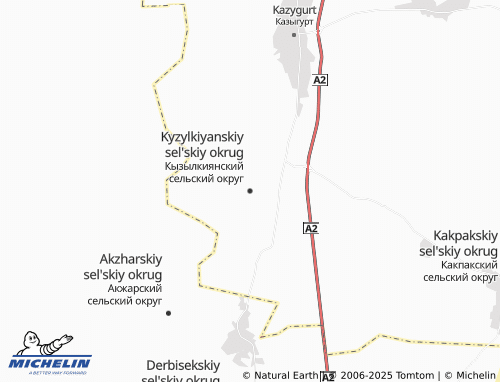 MICHELIN Kyzylkiyanskiy sel'skiy okrug map - ViaMichelin