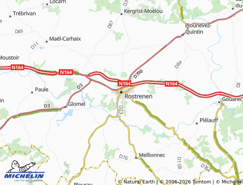 MICHELIN Rostrenen map - ViaMichelin