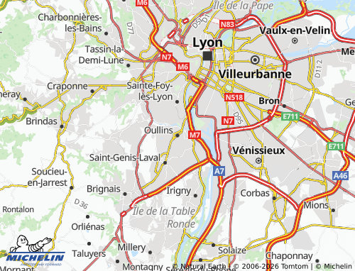 MICHELIN-Landkarte Oullins - ViaMichelin