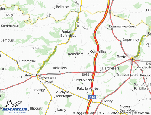MICHELIN Doméliers map - ViaMichelin