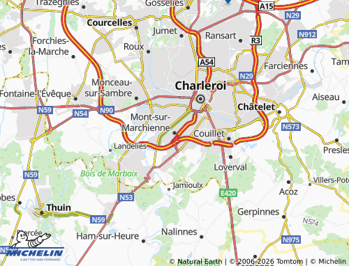 Kaart MICHELIN Mont-sur-Marchienne - ViaMichelin
