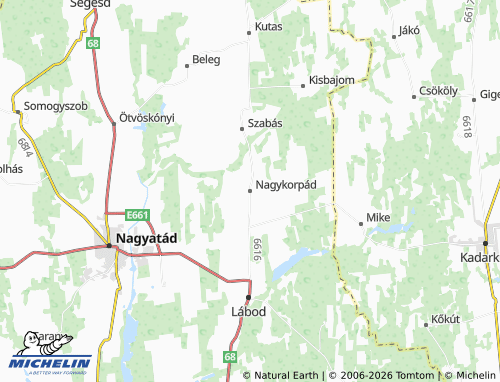 MICHELIN Nagykorpád map - ViaMichelin