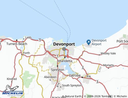 Kaart MICHELIN Devonport - ViaMichelin