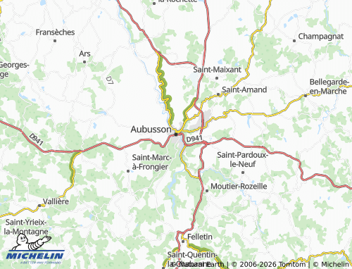 MICHELIN Aubusson map - ViaMichelin