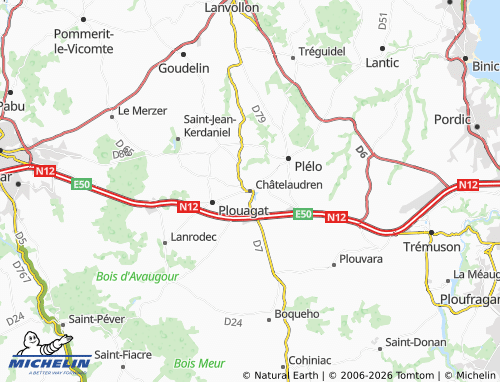 MICHELIN-Landkarte Châtelaudren - ViaMichelin