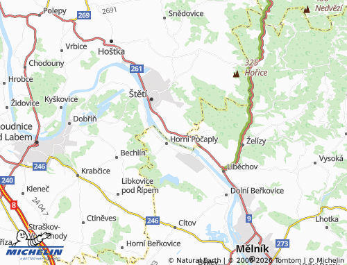 Kaart MICHELIN Počeplice - ViaMichelin