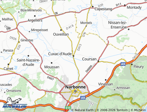 Carte MICHELIN Cuxac-d'Aude - ViaMichelin