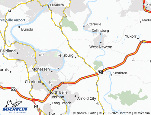 MICHELIN Fellsburg map - ViaMichelin