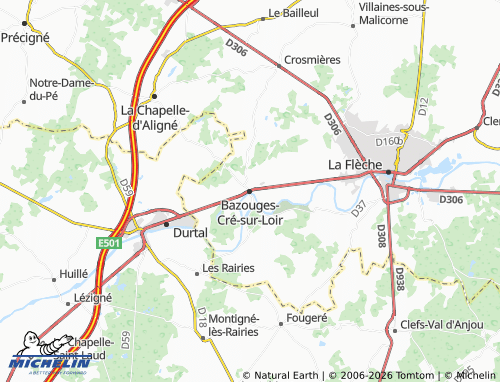 Mapa MICHELIN Bazouges-Cré-sur-Loir - ViaMichelin