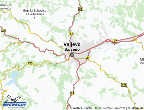 Mapa MICHELIN Valjevo - ViaMichelin