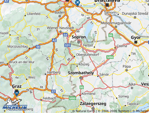 MICHELIN-Landkarte Oberpullendorf - ViaMichelin