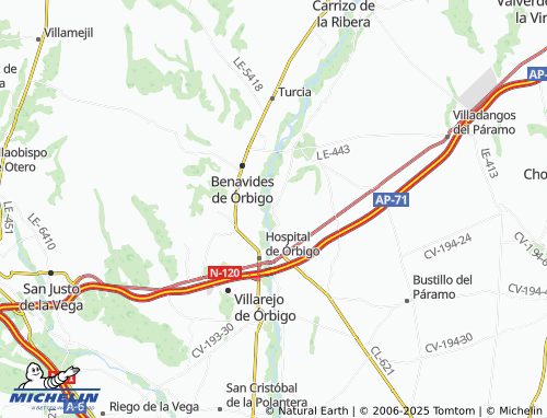 MICHELIN Villamor de Orbigo map - ViaMichelin