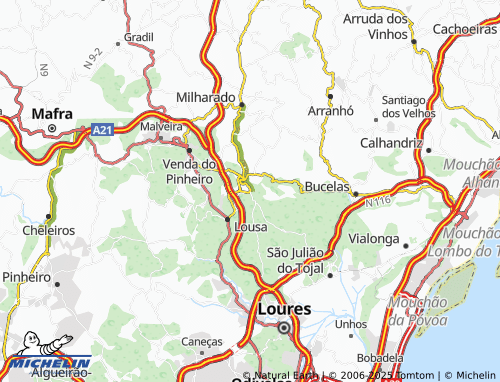 MICHELIN Cabeço de Montachique map - ViaMichelin