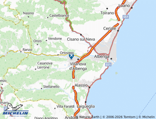 Carte MICHELIN Villanova d'Albenga - ViaMichelin