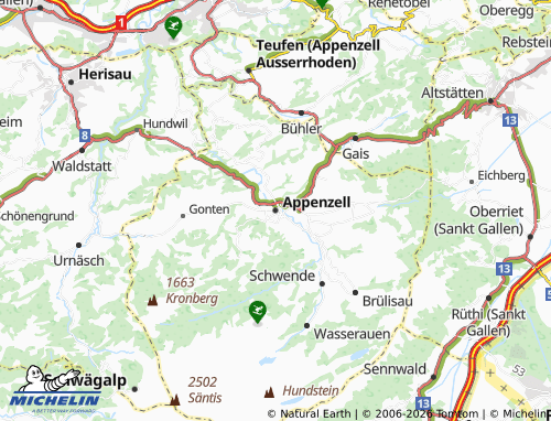 MICHELIN-Landkarte Appenzell - ViaMichelin