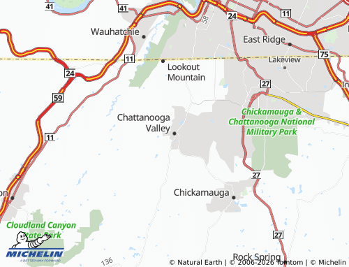 Kaart MICHELIN Chattanooga Valley - ViaMichelin
