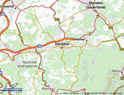 MICHELIN-Landkarte Iserlohn - ViaMichelin