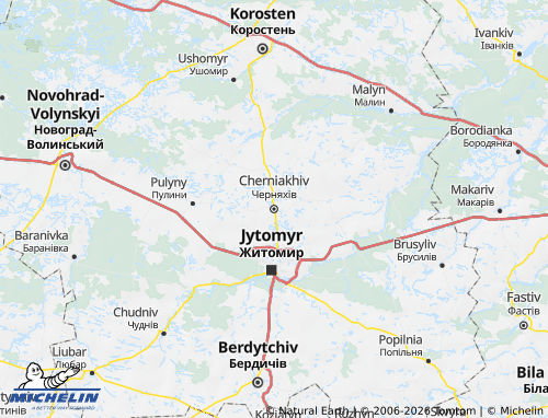 MICHELIN Zhytomyrskyi raion map - ViaMichelin