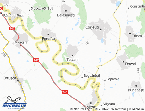 Mappa MICHELIN Tețcani - ViaMichelin