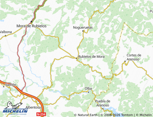 Kaart MICHELIN Rubielos de Mora - ViaMichelin